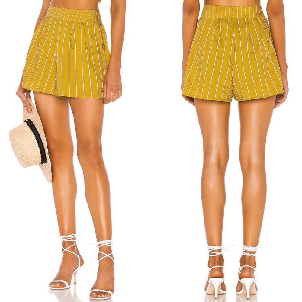 Tularosa Margo Stripe Shorts in Mustard Yellow
